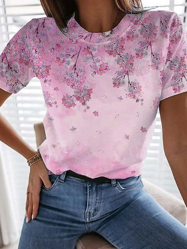 Floral Casual Loose T-Shirt - Just Fashion Now - Modalova