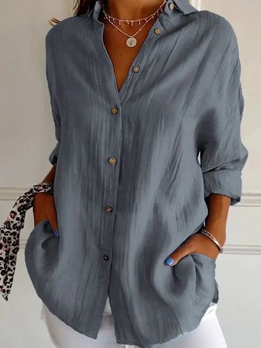 Shirt Collar Loose Cotton Casual Shirt - Just Fashion Now - Modalova