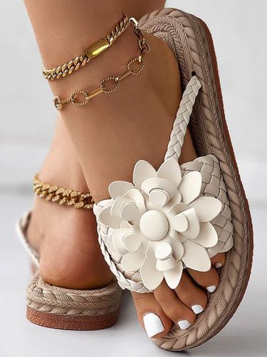 Pu Casual Summer Floral Slide Sandals - Modetalente - Modalova