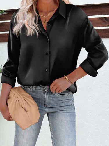 Plain Casual Loose Shirt - Just Fashion Now - Modalova