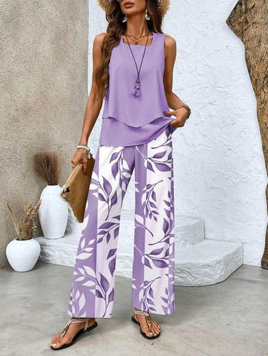 Women's Leaf Daily Going Out Two-Piece Set Casual Summer Top With Pants Matching Set - Just Fashion Now - Modalova