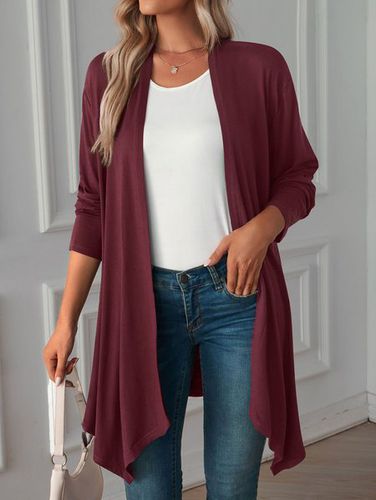 Knitted Casual Plain Kimono - Modetalente - Modalova