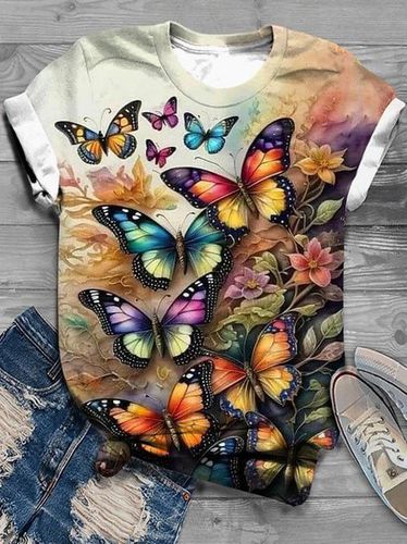 Loose Butterfly Casual T-Shirt - Modetalente - Modalova