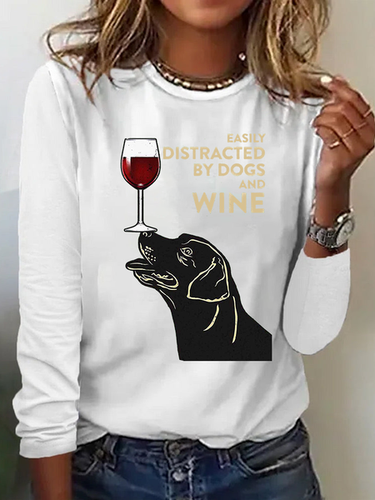 Labrador Easily Distracted By Dogs And Wine T-Shirt - Just Fashion Now - Modalova