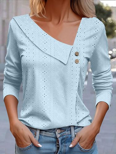 Buckle Asymmetrical Casual Plain T-Shirt - Just Fashion Now - Modalova