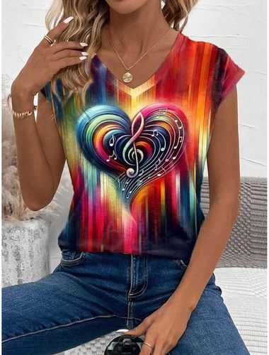 Women's Heart/Cordate Knitted V Neck Daily Going Out Casual Top - Just Fashion Now - Modalova