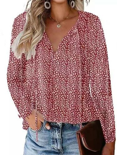 Loose Casual Ditsy Floral V Neck Blouse - Just Fashion Now - Modalova