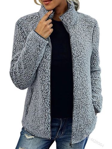 Shawl Collar Casual Fluff/Granular Fleece Fabric Teddy Jacket - Just Fashion Now - Modalova