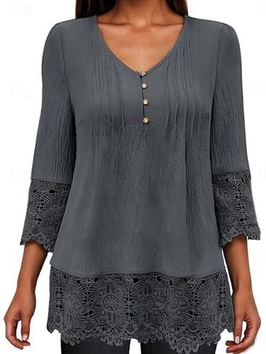 Casual Lace Loose Blouse - Modetalente - Modalova