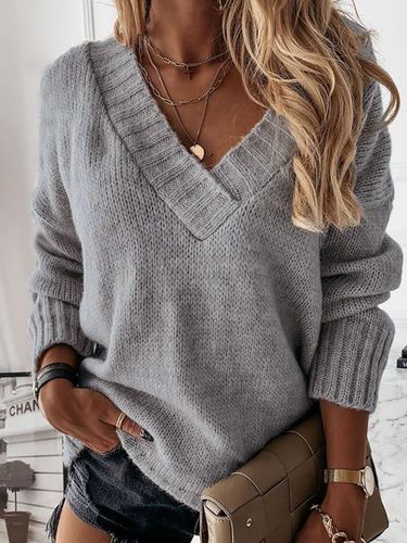 Yarn/Wool Yarn Casual Sweater - Just Fashion Now - Modalova