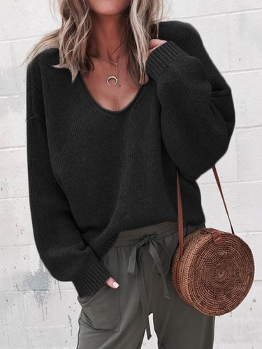 Casual Plain Sweater - Just Fashion Now - Modalova