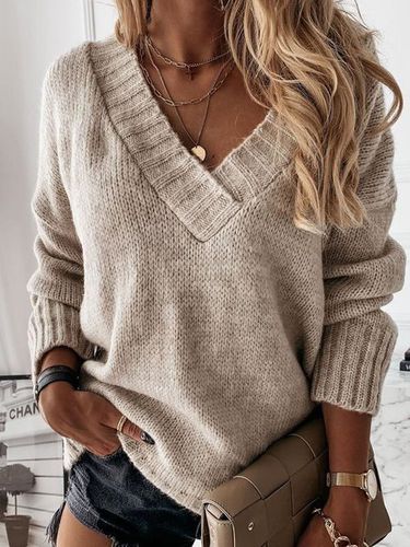 Yarn/Wool Yarn Casual Sweater - Just Fashion Now - Modalova