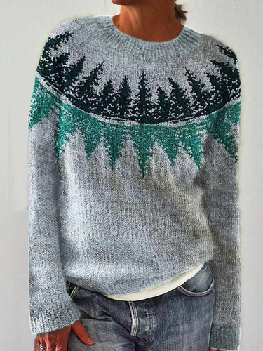 Yarn/Wool Yarn Abstract Casual Crew Neck Sweater - Just Fashion Now - Modalova