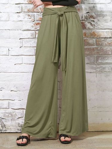 Knot Front Casual Plain Loose Pants - Just Fashion Now - Modalova