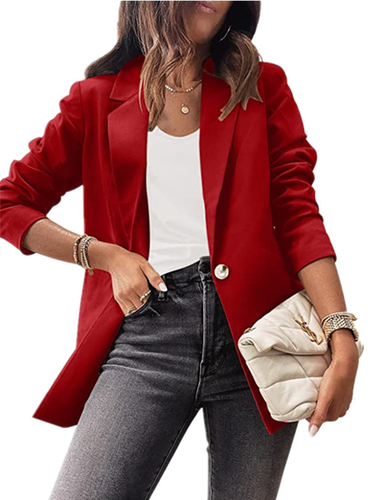 Casual Plain Loose Blazer - Just Fashion Now - Modalova