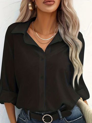 Women's Plain Shirt Collar Daily Going Out Casual Top - Just Fashion Now - Modalova