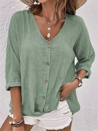 Casual V Neck Shirt - Just Fashion Now - Modalova