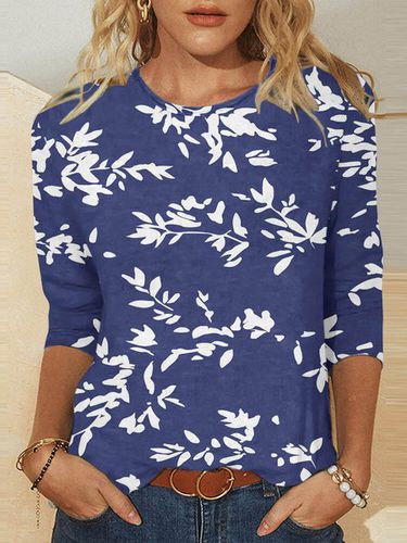 Women's Floral Printing Knitted Crew Neck Daily Going Out Casual Top - Just Fashion Now - Modalova