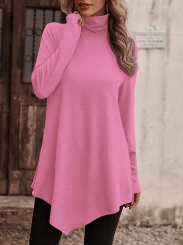 Knitted Casual Turtleneck Plain T-Shirt - Just Fashion Now - Modalova