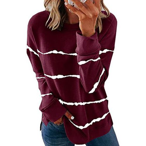 Striped Loose Casual Sweatshirt - Just Fashion Now - Modalova