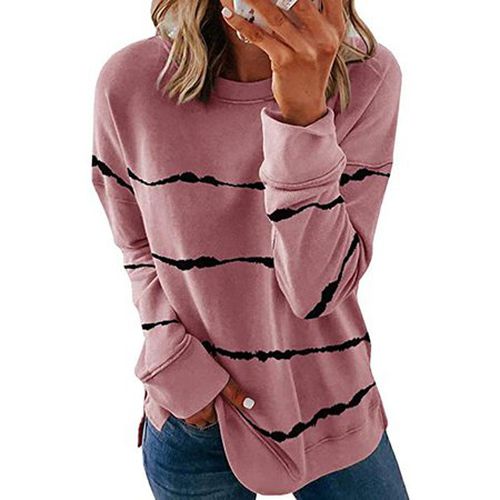 Striped Loose Casual Sweatshirt - Just Fashion Now - Modalova