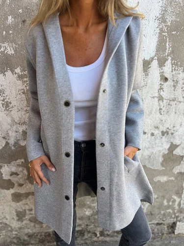 Casual Hoodie Plain Jacket - Just Fashion Now - Modalova