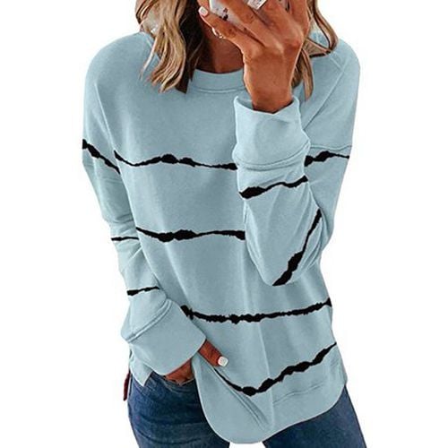 Striped Loose Casual Sweatshirt - Just Fashion Now - Modalova