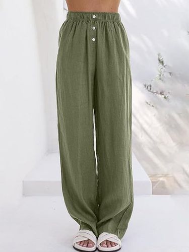 Women's Cotton And Linen Loose Casual Straight Pants - Just Fashion Now - Modalova