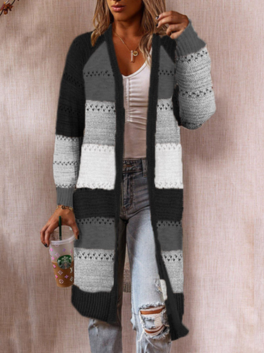 Striped Casual Cardigan - Just Fashion Now - Modalova