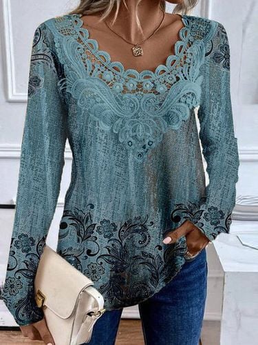 Lace Casual Floral Loose Blouse - Just Fashion Now - Modalova