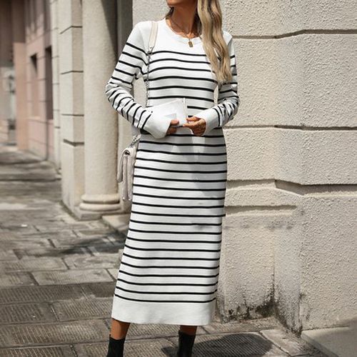 Casual Loose Sweater Dress With No - Just Fashion Now - Modalova