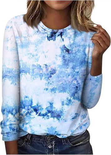 Women's Long Sleeve Floral Knitted Crew Neck Casual Top - Just Fashion Now - Modalova