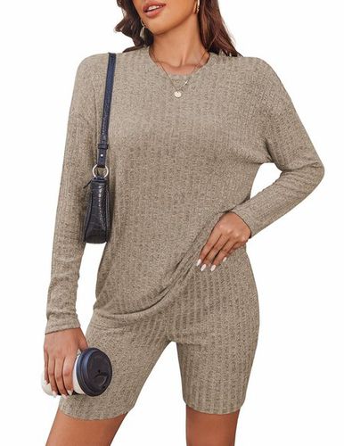 Plain Cotton Loose Casual Two-Piece Set - Just Fashion Now - Modalova