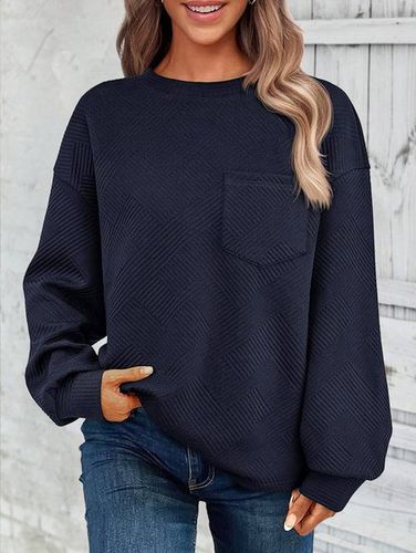 Casual Jacquard Plain Sweatshirt - Just Fashion Now - Modalova