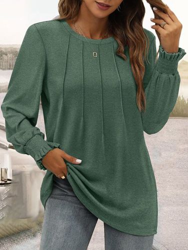 Women's Long Sleeve T-shirt Spring/Fall Black Plain Crew Neck Daily Going Out Casual Top - Just Fashion Now - Modalova