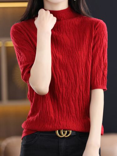 Crew Neck Casual Half Sleeve Sweater - Just Fashion Now - Modalova