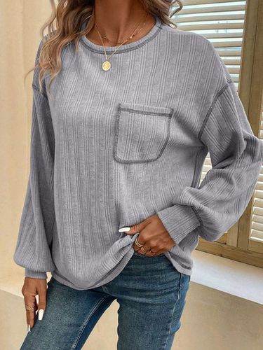 Casual Loose Crew Neck Plain T-Shirt - Just Fashion Now - Modalova