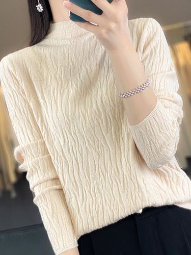 Casual Mock Neck Plain Wool/Knitting Sweater - Just Fashion Now - Modalova