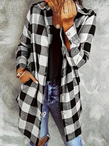 Cotton Loose Casual Plaid Shirt - Just Fashion Now - Modalova