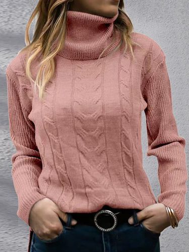 Casual Plain Turtleneck Loose Sweater - Just Fashion Now - Modalova