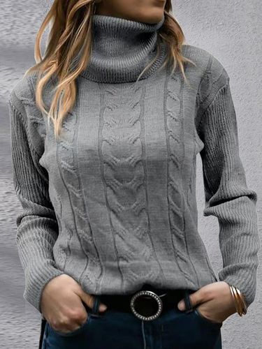 Casual Plain Turtleneck Loose Sweater - Just Fashion Now - Modalova