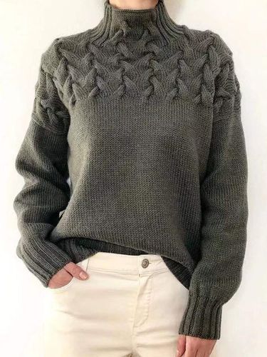 Yarn/Wool Yarn Loose Casual Turtleneck Sweater - Just Fashion Now - Modalova