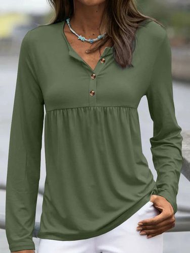 Women's Plain Buckle V Neck Daily Going Out Casual Top - Just Fashion Now - Modalova