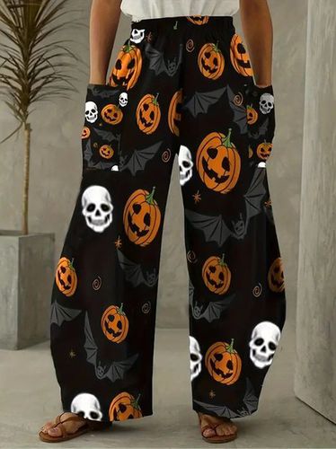 Casual Halloween Cotton And Linen Loose Pants - Just Fashion Now - Modalova