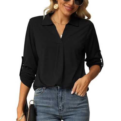 Women's Long Sleeve Blouse Spring/Fall Pink Plain Shirt Collar Daily Going Out Casual Top - Just Fashion Now - Modalova