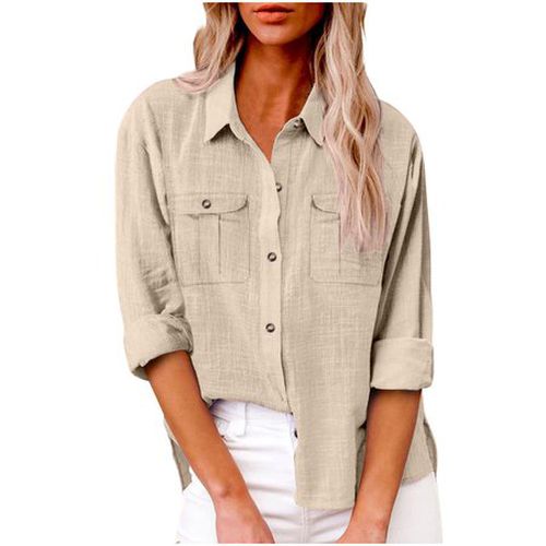 Women's Long Sleeve Blouse Spring/Fall Gray Plain Buckle Shirt Collar Daily Going Out Casual Top - Just Fashion Now - Modalova