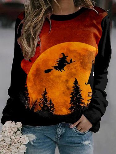 Casual Crew Neck Halloween Loose Sweatshirt - Just Fashion Now - Modalova