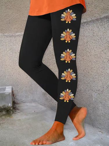 Casual Jersey Tight Thanksgiving Turkey Leggings - Just Fashion Now - Modalova