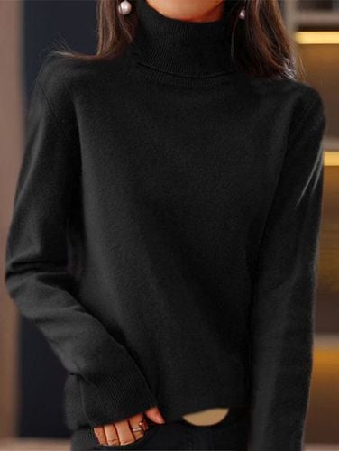 Yarn/Wool Yarn Turtleneck Casual Plain Sweater - Just Fashion Now - Modalova