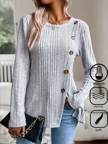 Casual Knitted Buckle Loose T-Shirt - Just Fashion Now - Modalova